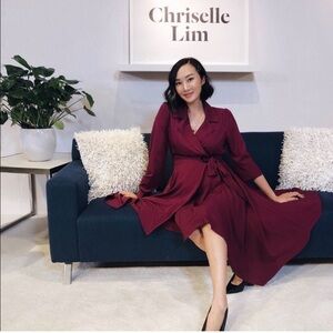 Chriselle Lim magenta jacket dress